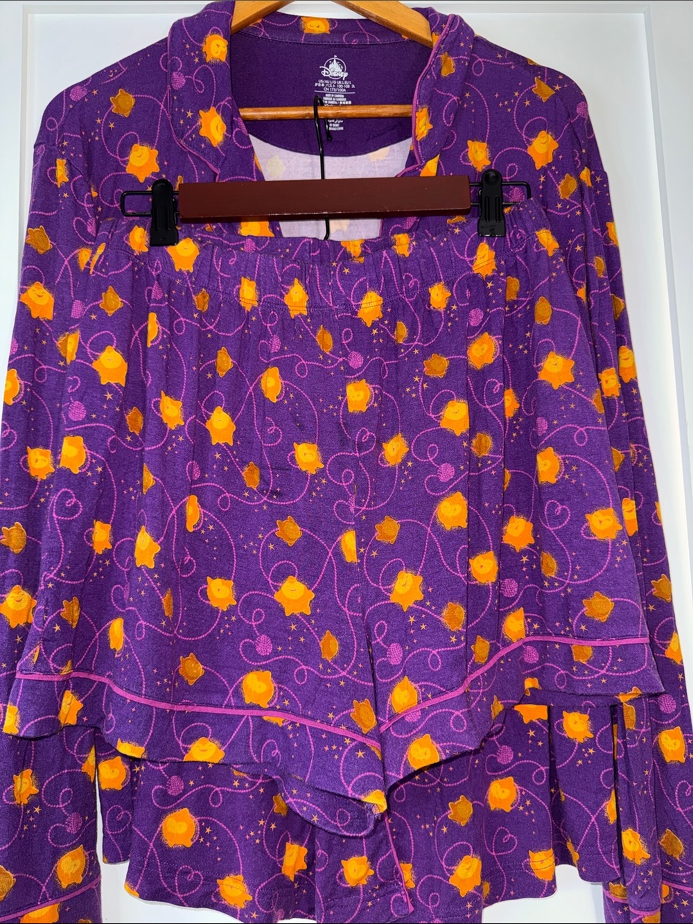 Disney “Wish” Purple and Orange Floral Sleep Top & Shorts Sz Large - Picture 6 of 7